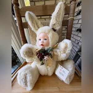 Vintage velveteen rabbit porclein doll by Marie Osmond hareloom collection